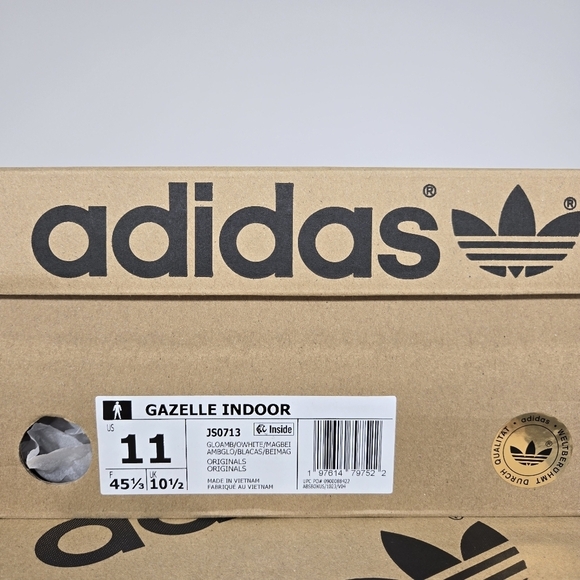 New adidas Gazelle Indoor Glow Amber Off White JS0713 Men\'s Shoes Size 11
